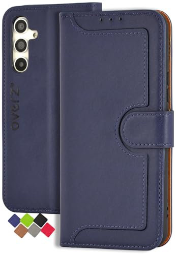 overz Coque de Protection Pliable pour Samsung Galaxy S24, certifié TÜV, Protection RFID, étui à Rabat en Cuir PU, Compatible avec Samsung S 24 5G, Bleu