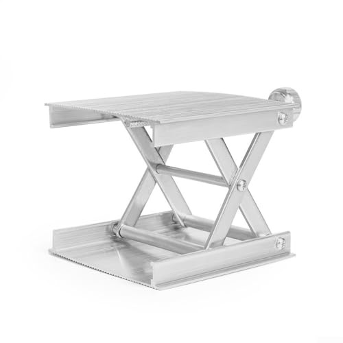 Adjustable Height, Aluminum Router Lift Table Woodworking Engraving Stand, High Grade, And Stable, Suitable For Small Equipment(Silver)