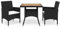 Gaseeto Sitzgruppe Garten Rattan Essgruppe 2 Personen Rattan Gartenmöbel Set mit 2 Gartenstuhl Gartenmöbel Essgruppe Gartengarnitur Rattan Sitzgarnitur Holz Schwarz Gartentisch Balkonmöbel Set