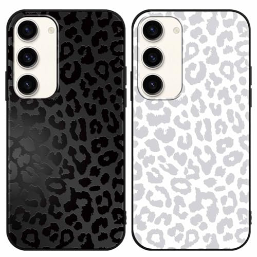 Yoedge 2 Pack Black Cheetah Phone Case Compatible with Samsung Galaxy A22 5G 6.6, Ultrathin Soft TPU Silicone with Leopard Aesthetics Pattern, Shockproof Bumper Protector Matte Cover for Samsung A22