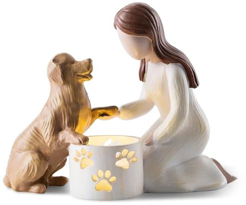 Romadedi Memorial Hundeengel Kerzenständer Trauerkerze - Hunde Gedenk Sympathie Geschenke Trauerlicht Kerze Trauergeschenk
