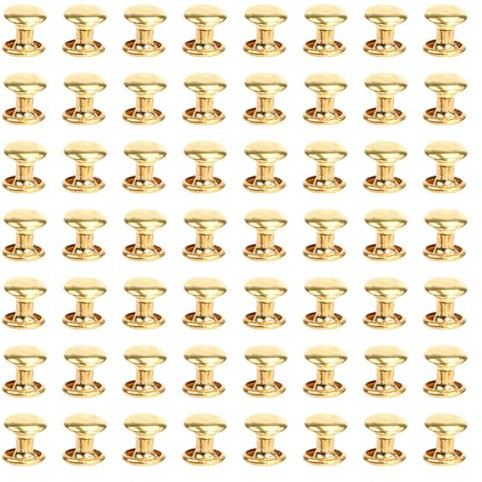 Lot de 200 rivets ronds à double capuchon rond pour cuir - Rivets tubulaires en métal - Pour travaux manuels et travaux manuels - Rivets de style rivets de réparation de chaussures - Doré