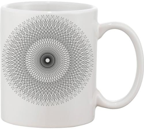 Detailed Optical Illusion Circle of Ornaments Ceramic Mug White