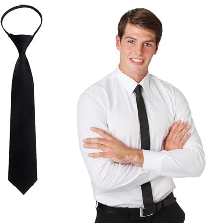 Krawatte Schwarz,Herren Krawatten Schwarze Männer Schlips Damen Gebundene Tie Fertig Verstellbarer Vorgebunden Black Kostüm Kravatte Damenkrawatte Einfarbige Erwachsene Clip,für Büro Feuerwehr Joker