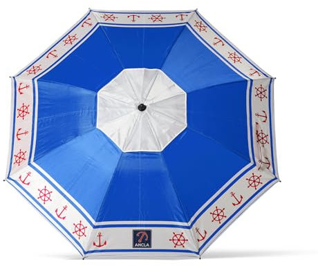 ATOSA atosa sombrilla de playa de aluminio modelo anclas y timón con upf 50+ azul