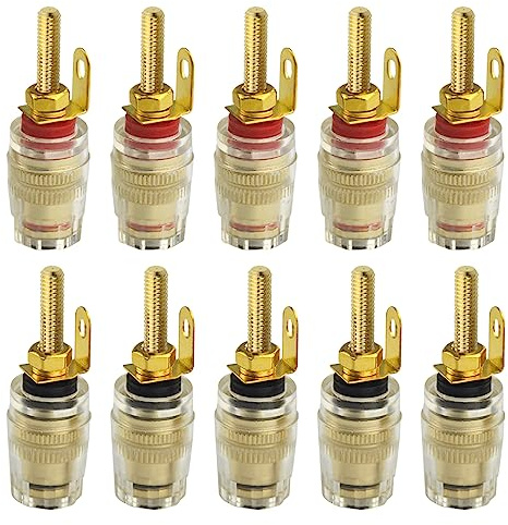 BGTXINGI 10PCS(5Pairs) 4mm Banana Plugs Socket Connectors Speaker Amplifier Binding Post Terminals