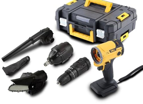Deals Kit 5 in 1 trapano avvitatore mini motosega soffiatore