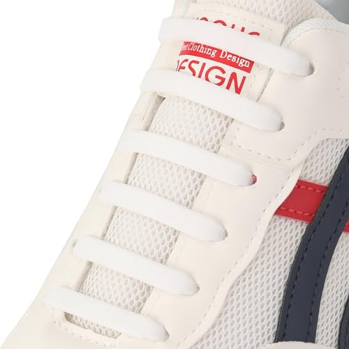 CCOSFTIME Lacci Scarpe Elastici Bianchi, Senza Nodo Stringhe Elastiche Lacci in Silicone Scarpe Impermeabile, No Tie Lacci Per Bambini e Adulti