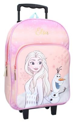 mybagstory - Sac à Dos Trolley pour Fille - La Reines des Neiges - Enfant - Ecole - Maternelle - Garderie - Cartable Fille - Taille 45 cm - Bretelles réglables - roulettes - Idée Cadeau