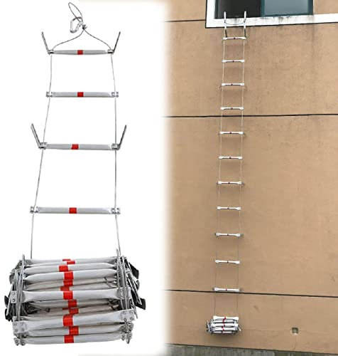 PNAJFUEL Rettungsleiter, Sicherheitsleiter, Aluminiumlegierung, Stahldraht, Weiche Leitern, Zusammenklappbare Notleiter Für Feuer/26Ft/8M