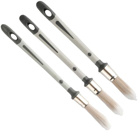 GroveEss 3PCS Paint Brushes for Wall Decorating,Soft Bristle Trim Painting Tool with Wood Handle,Small Detail Paint Brush Set for Wall Touch Up Cabinets Fences Edge Narrow Areas