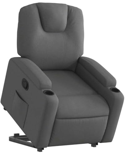 vidaXL Relaxsessel, Sessel mit Aufstehhilfe, Fernsehsessel mit Liegefunktion, Liegesessel Aufstehsessel für Wohnzimmer, Dunkelgrau Stoff