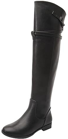 WKAYsIV Stivali-Equitazione-Donna Stivali Alti alla Coscia da Donna, Stivali Lunghi sopra Il Ginocchio in Pelle Scamosciata Elasticizzata da Donna Stivali Alti Neri 40 46.99