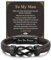 FLHEART Men's Bracelets Gifts for Men - Brown Braided Leather Infinity Knot Bracelets Engraved Letter Love You Forever for Husband, Mens Bracelets Gift for Birthday Christmas Anniversary