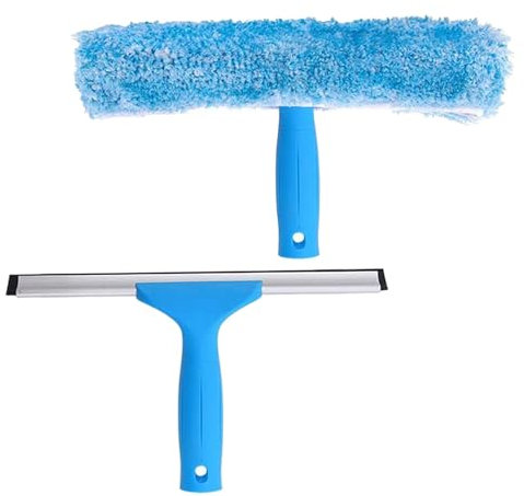 2 PCS Window Cleaning Kit, Window Cleaning Equipment,Window Squeegee Microfibre Wiper Cleaning Rag Replacement Rubber Strips, Professional Cleaner Tool for Car Window Glass Bathroom Shower