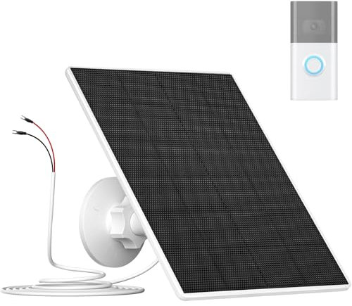 Vuebee Doorbell Solar Charger, 6W Solar Panel Compatible with Ring Video Doorbell 2/Video Doorbell 3/Video Doorbell 4/Battery Doorbell, Solar Panel Charger with Adjustable Wall Mount, 9.8ft Cable