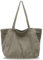Boziee Denim/CanvasTasche Damen Shopper Groß Damen Tote Bag Beuteltasche Mit ReißVerschluss,Tragetasche Shopping Bag für School Schule Arbeit Büro Reisen Einkaufen Alltag (Canvas-Grau)