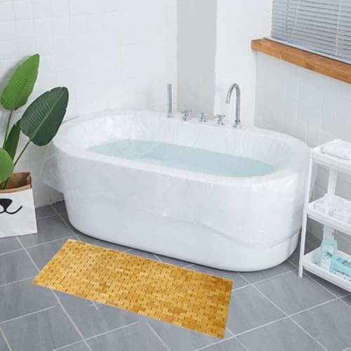 HJJKKH Badematte, Holz-Badematte, Rayon aus Bambus, 120 x 40 cm, faltbar, rutschfeste Bodenmatte, Holz-Duschmatte für Badezimmer, Badewanne, Spa, Sauna, Whirlpool und Außenbereich