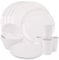 Trimming Shop Juego de vajilla de melamina de 16 piezas, apto para lavavajillas y resistente a los arañazos, 4 platos, 4 platos de postre, 4 cuencos y 4 tazas, juego de vajilla reutilizable para