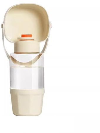 Botella de Agua para Perros Portátil 350ml Botella para Mascotas Gatos con 200ml Recipiente de Comida para Viajar Acampar Caminar (3477) (Blanco, 350ML)