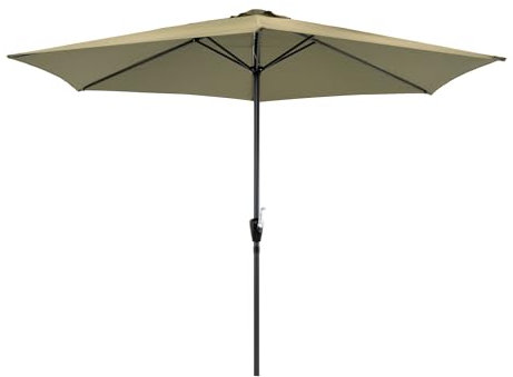 habeig Sonnenschirm Marktschirm Kurbelschirm 300cm in lila, rosa oder rot 3m mit 6 Streben (Olive Grün #53035)