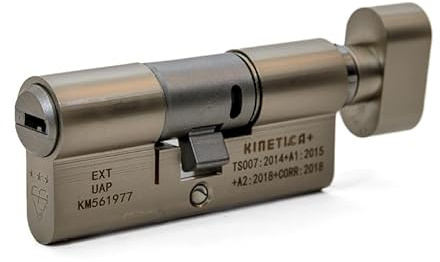 UAP Kinetica+ K4 3* Kitemarked Horizontal Euro Key & Turn Cylinder Door Lock - Advanced Home Security & Safety, Bio Key, 6-Pin, Anti-Bump, Anti-Drill (70mm 30T-10-30 (35T/35) (Nickel)
