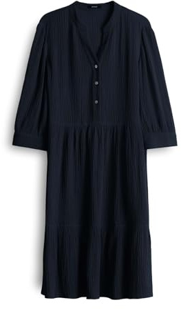 OPUS Damen Minikleid | Volantkleid WOLKA in weich fallender Crash-Optik Coal Blue, 42