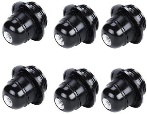 Leloco 6 Stück Moderner Stil E27 Fassung,Lampenfassung E27 Sockel Glühbirne, Baufassung e27 für Glühbirne Wand, Tisch- & Deckenleuchte, DIY Zubehör（Perlschwarz）