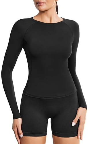 PINSPARK Sportshirt Damen Langarm Sport T-Shirt Leichtes Funktionsshirt | Rundhals Leichtes Slim Shirt aus Atmungsaktivem Material,Fit für Laufen,Fitness,Workout,Yoga