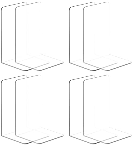 8 Stück Klarer Buchstützen, Transparente Acryl Buchständer rutschfest Buchstütze für Schule Zuhause Büro Bibliothek Schlafzimmer Dekoration