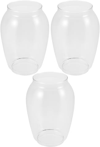 ERINGOGO Lot de 3 Cheminées de Lampe Ancienne en Verre Sphériques 255/215 Mm Verre Anti-tempête Remplacement pour Lanterne à Pétrole Vintage Usage Intérieur et Extérieur