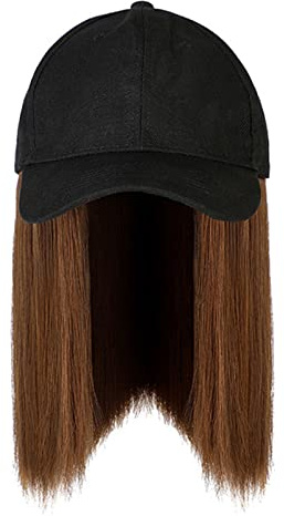 Baseballkappe, glattes Haar, verstellbare Perücke, Hut, befestigt, lange Hochtemperatur-Seide, Kopfbedeckung, Haare, Baseball-Perücke, menschliches Stirnband, Perücke aus Synthetik mit Kappe