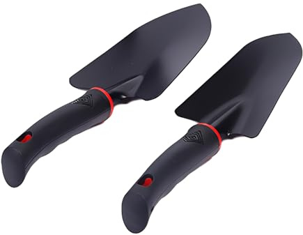 Pala da giardino – Set di 2 attrezzi da giardino, ampie cazzuole e paletta sottile, paletta a mano in acciaio al manganese, piccola pala da giardino per allentare