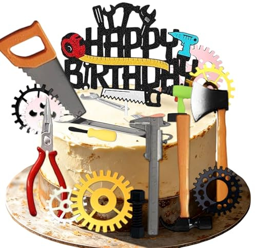 Tools Cake Toppers Hammer Drill Pliers Hand Saw Happy Birthday Cake Decor | Tools Cake Decoration Mechanic Cake Topper Hardware Tool Cake Decor Men Birthday Mechanic Workshop Party Cake Decorations