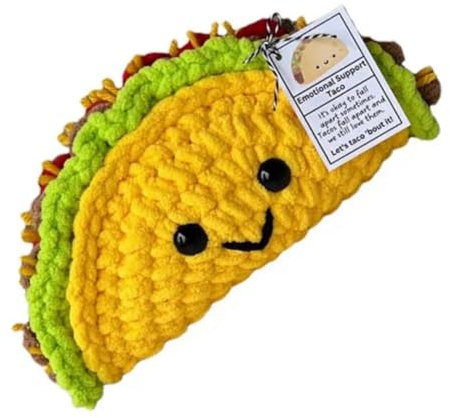 Littimoon Kleine Häkelpuppe mit Emotionaler Unterstützung, Gehäkelter Mini-Taco, Cartoon-Figur, Süße Häkelpuppe, Taco-Plüsch, Aufmunterungsspielzeug, Strickpuppe
