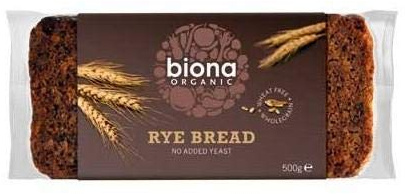 Biona Organic Wholemeal Rye Bread 500g x 12 (Pack of 12)