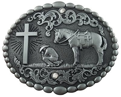 QUKE Gürtelschnalle mit keltischem Kreuz, mit Strass, amerikanisches Western-Design