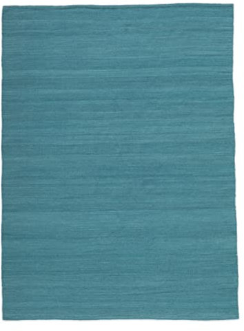 RugVista, Kelim Loom, Teppich, Kurzflor Teppich, 160 x 230 cm, Rechteckiger, Moderner Kelim Teppich, Wolle, Flur, Schlafzimmer, Küche, Wohnzimmer, Petrolblau, Blau