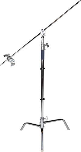 Rollei Lampenstativ Steel - hochwertiges Stahl-Galgenstativ für Studioblitz-Geräte - Verstellbare Höhe zwischen 136cm und 330 cm - silber