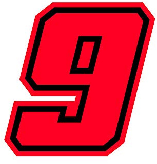 4R Quattroerre.it 13399 Numero Racing 9 Moto GP, Rosso Fluo, 10 x 10 cm