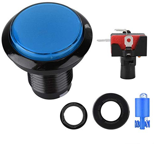 Botones de Grandes Botón de Bricolaje Botones pulsadores iluminados de Tipo Convexo de cúpula Grande para Juegos operados por máquinas de Monedas de Arcade(Azul)
