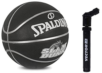 Spalding Dunk Basketball-Trainingsball, Größe 5, aufblasbare Nadel, Dual-Action-Pumpe