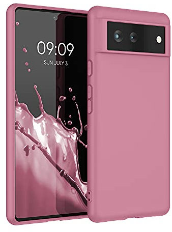 kwmobile Hülle kompatibel mit Google Pixel 6 Hülle - weiches TPU Silikon Case - Cover geeignet für kabelloses Laden - Dark Rose