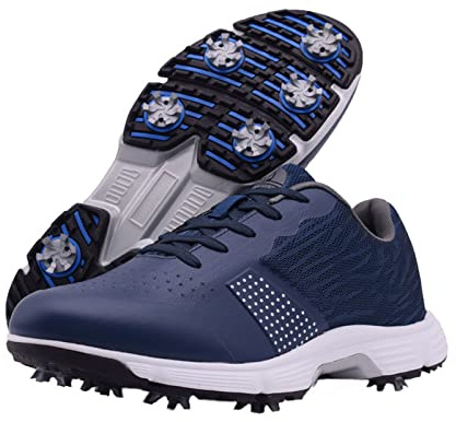 Zapatos De Golf Impermeables, Botas De Golf con Pinchos para Todo Clima, Cuatro Estaciones para Hombre, Zapatos Clásicos con Cordones Antideslizantes