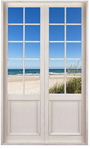 Wandtattoo 120 x 200 cm - Terrassentür mit Ausblick auf Ostsee Strand - Wandsticker