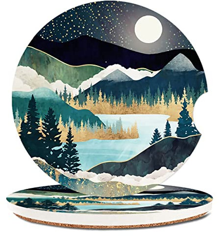 Confezione da 2 sottobicchieri assorbenti per portabicchieri, sottobicchieri in ceramica con retro in sughero e fessura per le dita, accessori per portabicchieri per mantenere i portabicchieri