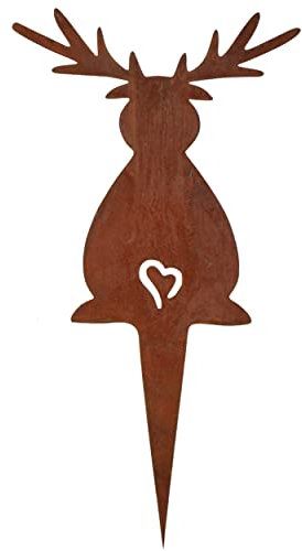 Rostikal Gartendeko Rost Elch 10 x 11 cm zum Stecken Adventskranz Deko Hirsch Gartenstecker