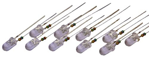 10 x 5 mm LED zum Einlöten für Knopf Tacho Cockpit Instrumenten Beleuchtung Umbau 12V kalt weiss