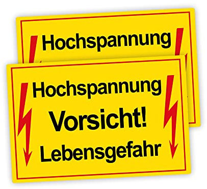 2 Stück XXL Vorsicht ! Hochspannung Lebensgefahr Schild 30 x 40 cm aus stabiler PVC Hartschaumplatte 5mm mit UV-Schutz von STROBO