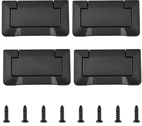 MOROBOR Pocket Doors Drawer Handle Flush Pull, 4pcs Hidden Concealed Furniture Handle with Screws Zinc Alloy Knobs for Cabinets, Closets, Drawers （Black）